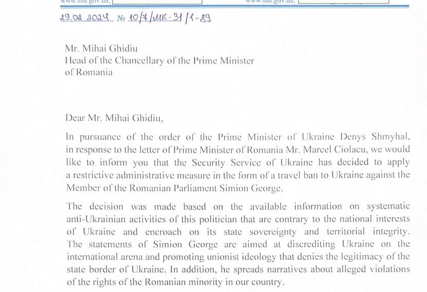 SIMION interzis în Ucraina datorită activităților unioniste!!!